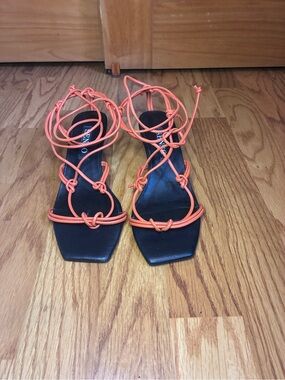 SENSO Black Sandal with Orange Wrap Straps